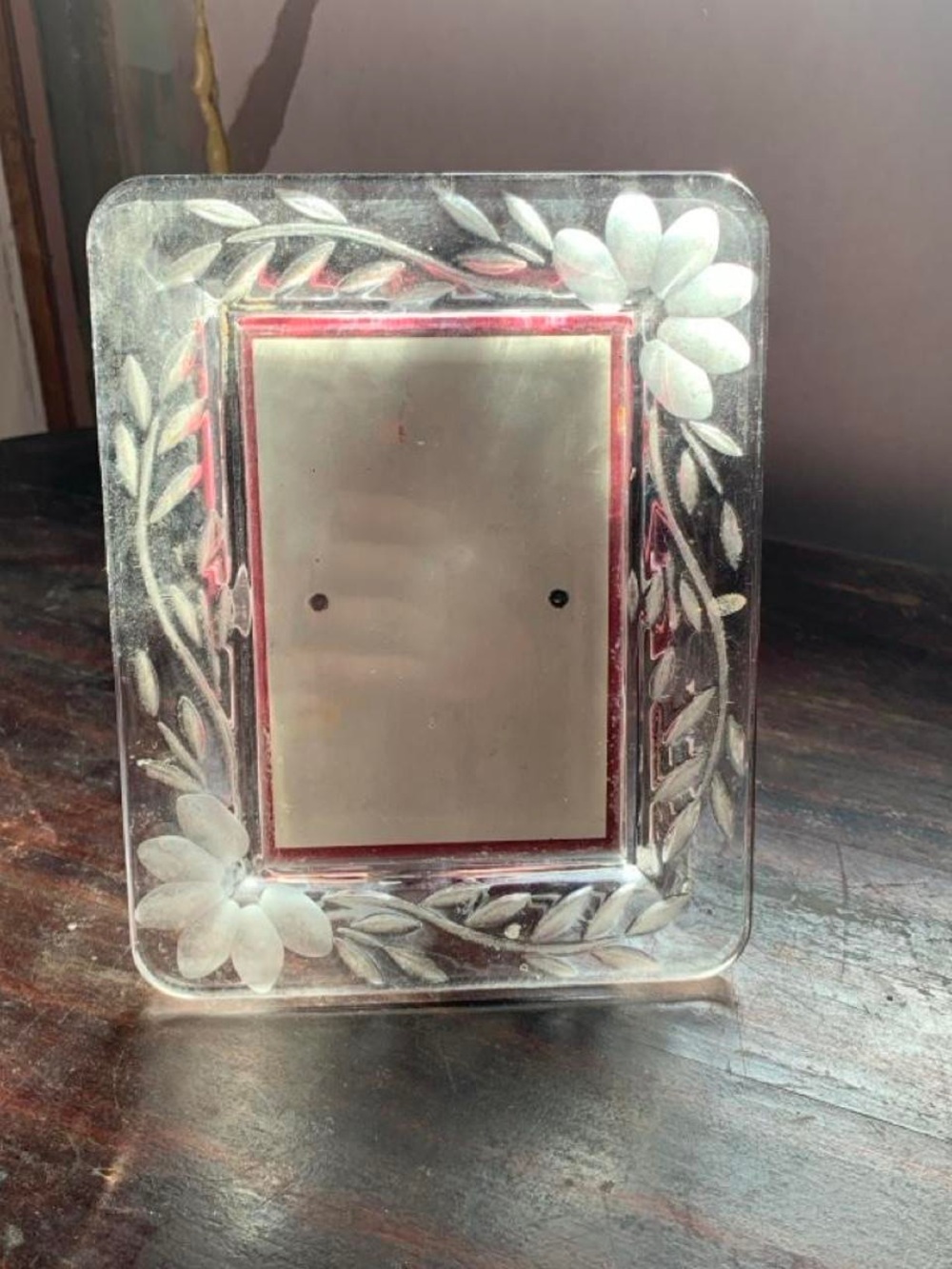 Glass Floral Etched Picture Frame - Clear